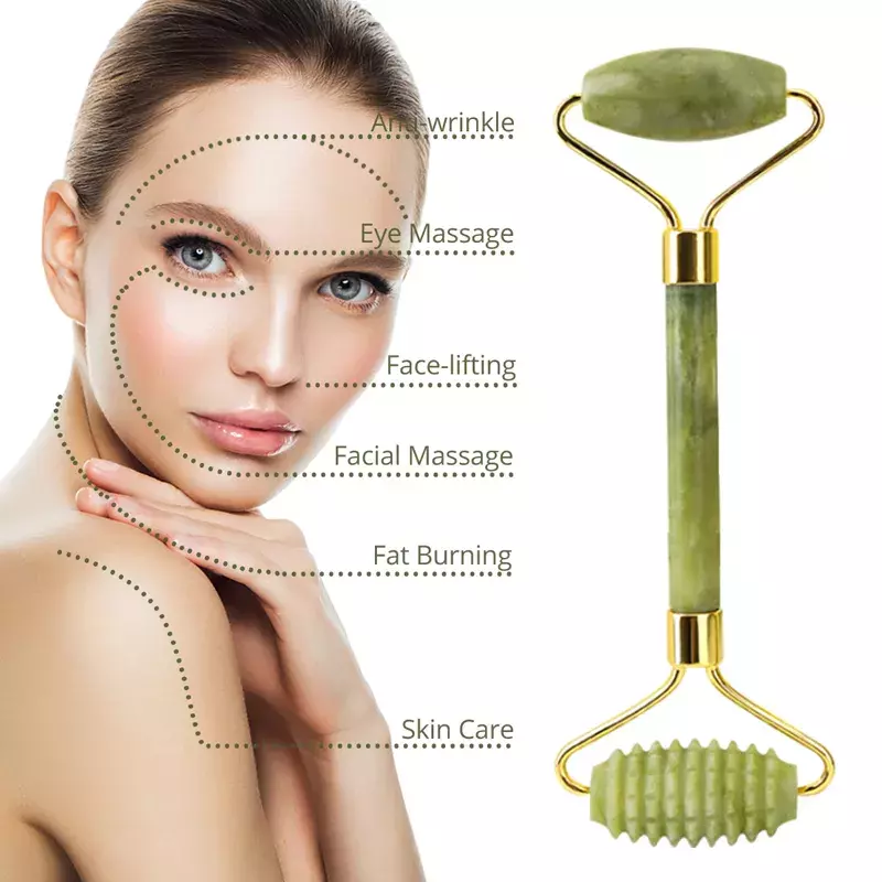 Natuurlijke Jade Roller Gezicht Stimulator Gua Sha Gouache Schraper Facial Body Spa Massage Huidverzorging Gereedschap Gezicht Tillen Rimpel remover