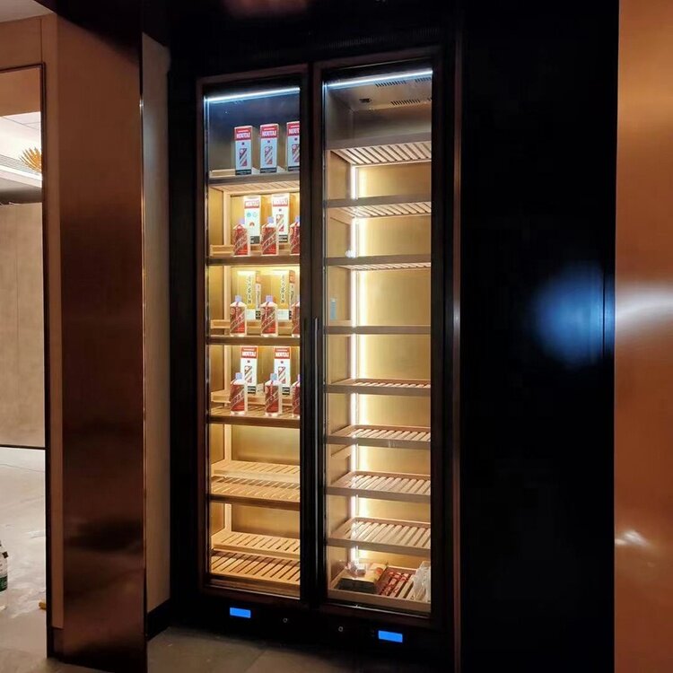 Холодильник для шампанского, винный шкаф из нержавеющей стали золотого цвета, винный погреб на заказ