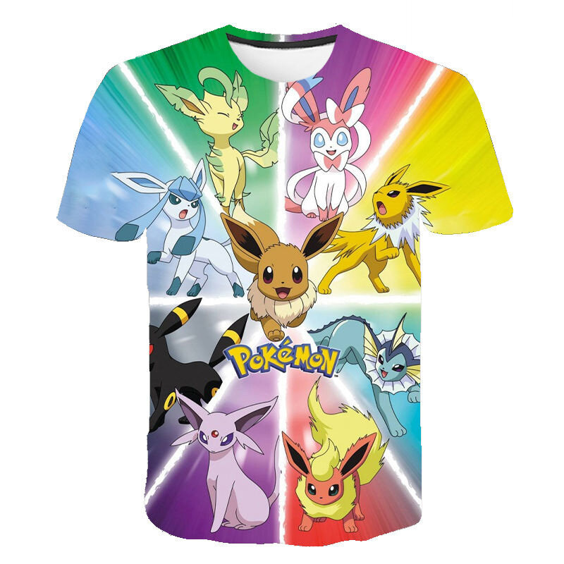 2022ฤดูร้อนใหม่3D Pokemon พิมพ์ T เสื้อเด็กเสื้อผ้าเด็กการ์ตูนเสื้อผ้าสบายๆสบายๆ Pokemon เด็ก T เสื้อ