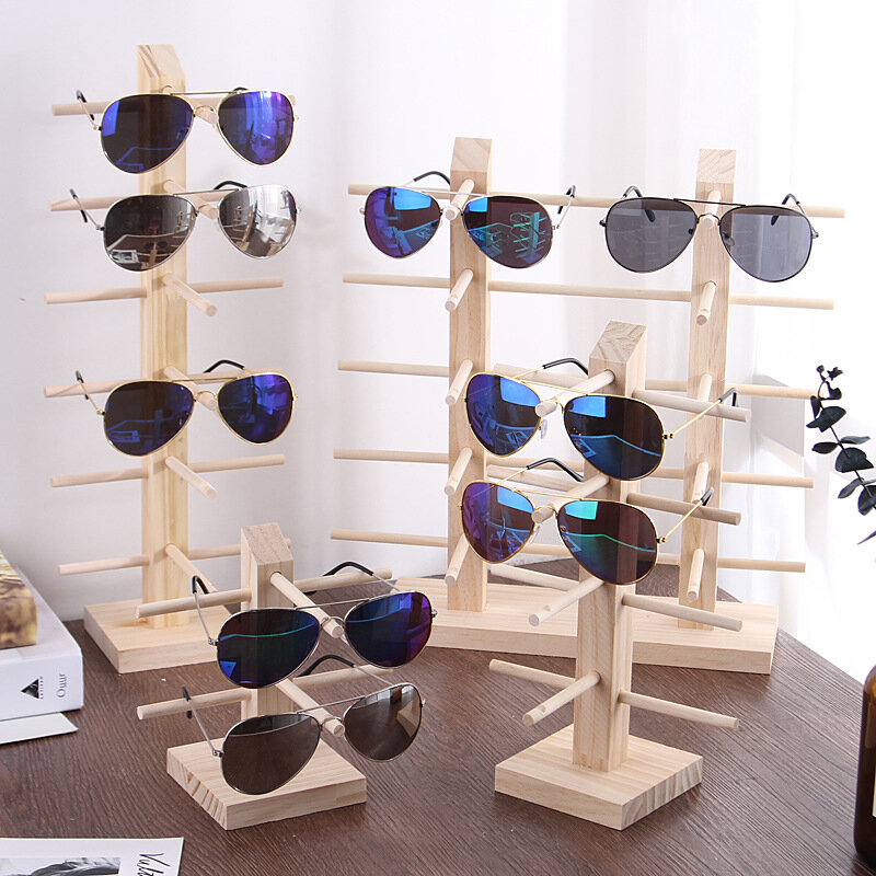 Estante de exhibición de gafas, soporte organizador de madera para gafas de sol, estante de exhibición, soporte para gafas de natación, escaparate