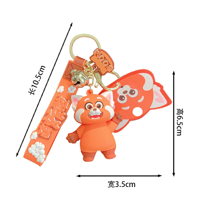 Disney Anime Drehen Red Keychain Cartoon Abbildung Red Panda Schlüssel Kette Rucksack Anhänger Kawaii Zubehör für Kinder Geburtstag Geschenke