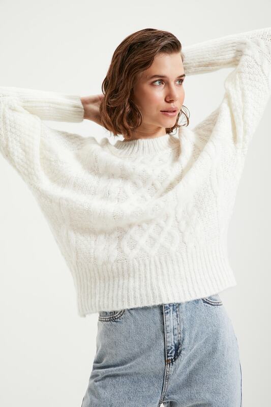 Trendformas suéter de malha detalhada cor prata