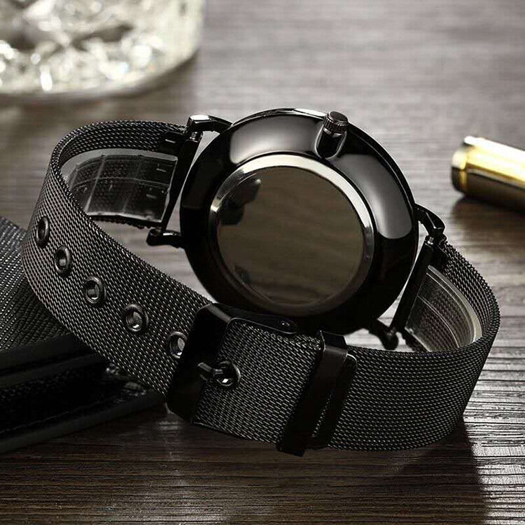 New in stock Mens Watches Bracelet Ultra Thin Quartz Watch Casual Slim Mesh Steel Waterproof Sport Watch Black Relogio Masculino