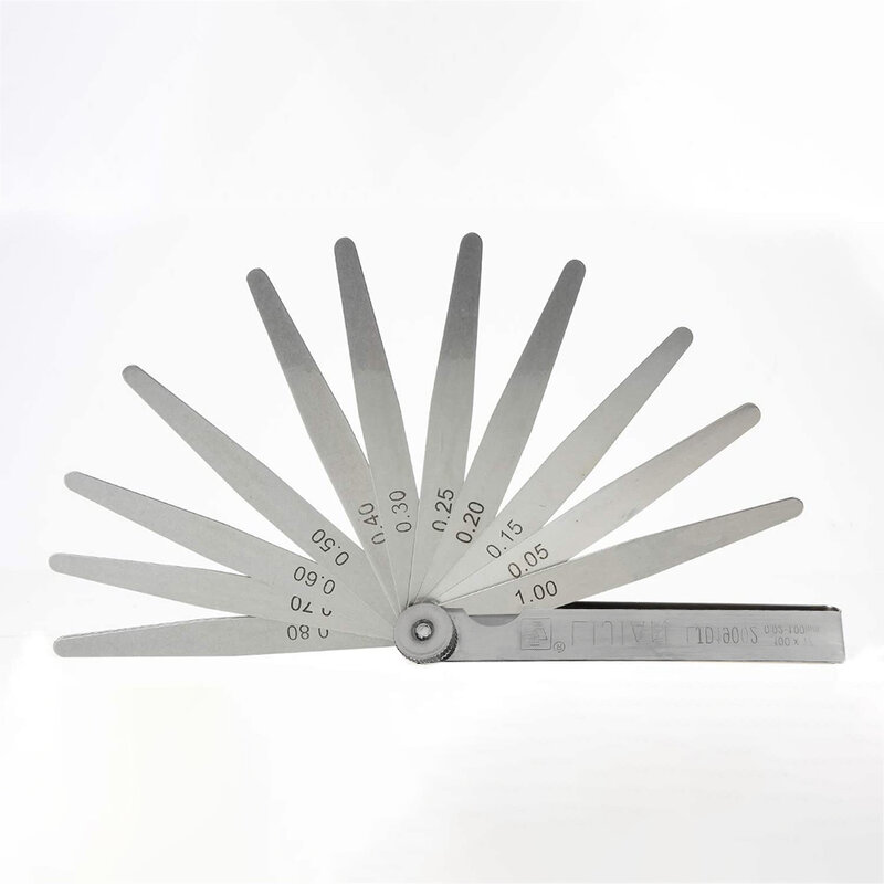 1pc medidor de feeler métrico 17 lâminas 0.02-1.00mm medidas ferramentas de aço inoxidável dobrável espessura gap filler feeler calibres