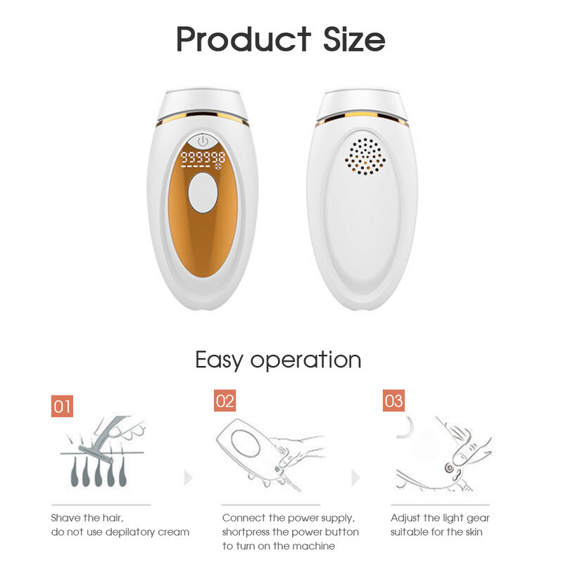 Boi 5 Levels Portable Electric Laser Epilator Painless Permanent Face Arm Bikini Professional Hair Removal Women Home Use Device