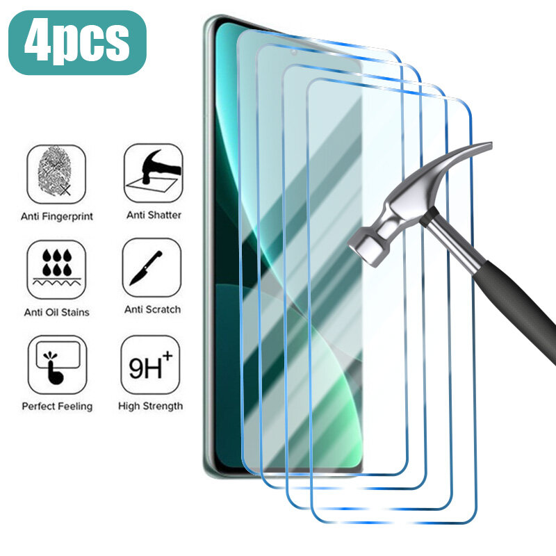 Protector de pantalla de vidrio templado para teléfono móvil, Protector de pantalla para Xiaomi Poco X5 Pro F4 X4 X3 F3 GT M5 M5S, Poco M4 M3 X4 Pro 5G X3 NFC F2 Pro, 4 unidades