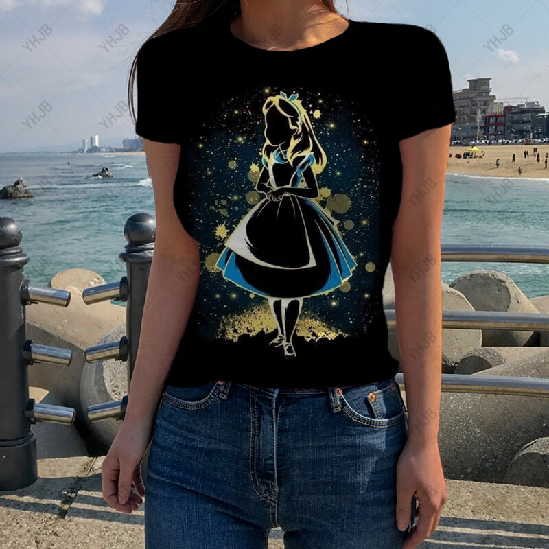 Disney Prinses Bedrukt Dames T-Shirt 2023 Mode Lieve Stijl Schattig Meisje Kleding Zomer Casual Vakantie Dames T-Shirt