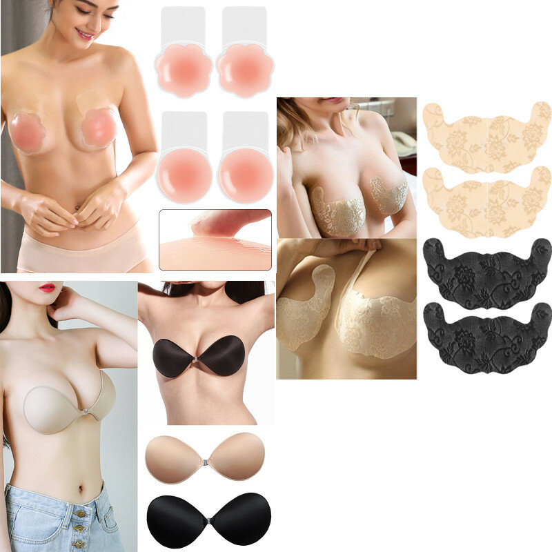 New Nude Áo Ngực Gợi Cảm Ốp Dẻo Silicon Dính Đẩy Lên Gel Ví Vô Hình Ngực Nhão Ngực Dán Vô Hình Quây Ngực