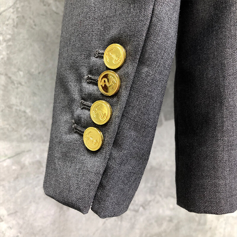 Tb thom formal blazer masculino britânico casual terno fino jaqueta primavera outono listrado manga design de lã alta qualidade casaco blaze
