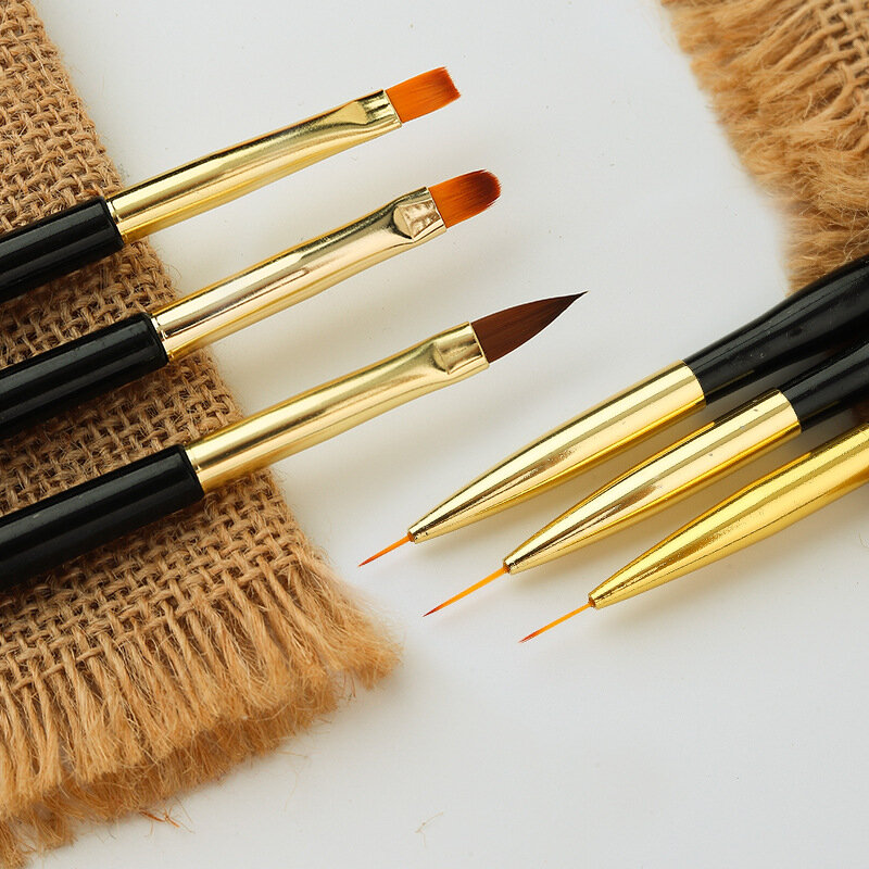 1/3Pcs Acrylic French Stripe Nail Art Liner Brush 3D Tips Manicuring Ultra-thin Line Drawing Pen UV Gel Brushes Painting Tools