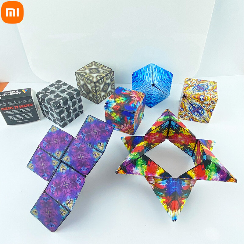 Xiaomi Youpin 3DMagnetic Magie Cube kinder Puzzle Veränderbar Geometrie Fingertip Anti-Druck Magie Cube Verformung Spielzeug