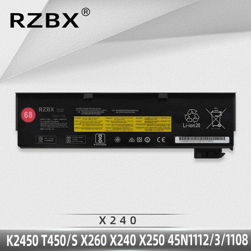 RZBX แบตเตอรี่แล็ปท็อปสำหรับ Lenovo ThinkPad X250S T440i T460 L450S W550 121500213 121500214 45N1124 45N1125 45N1127/1128/1132/1133
