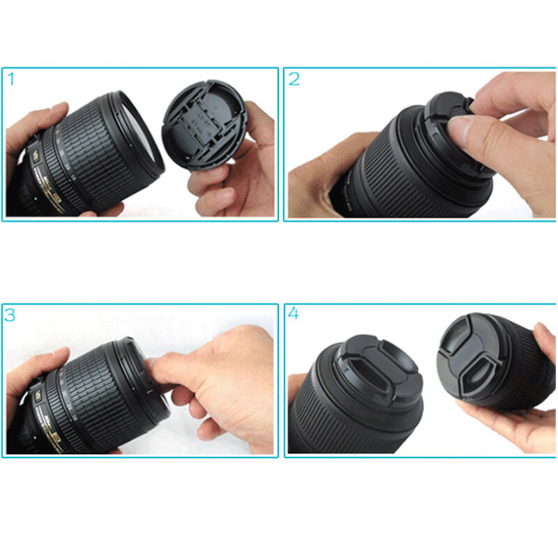 Cubierta de tapa a presión para lente de cámara sin logotipo, pinza central, 37, 39, 40,5, 43, 46mm