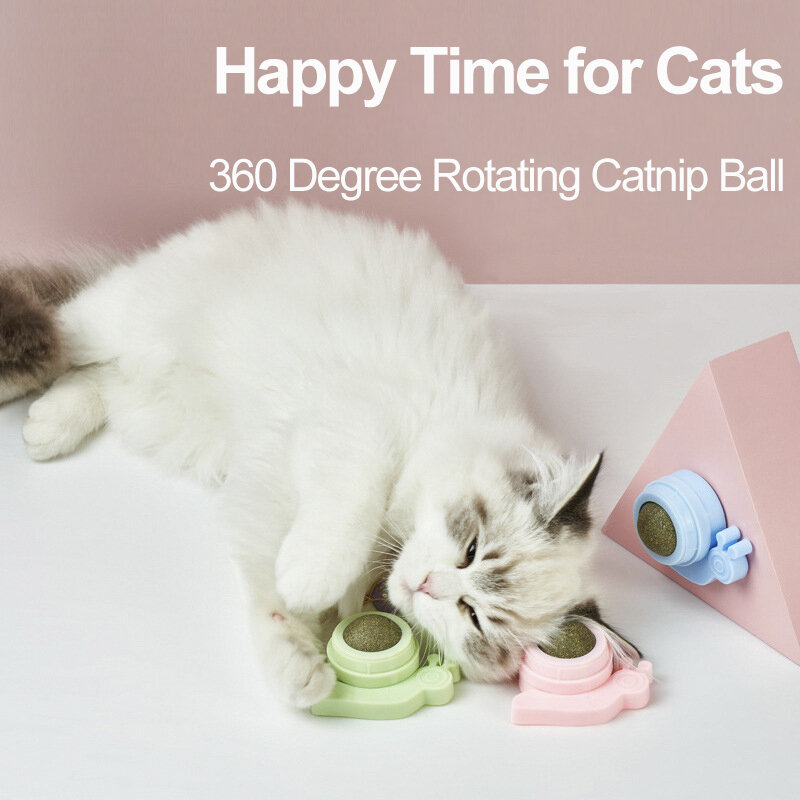 360 ° หมุนธรรมชาติ Catnip ของเล่นแมวเคี้ยวความปลอดภัยของเล่นแมว Mint Kitten เอดดัลไวส์แมวทำความสะอาดฟัน ...