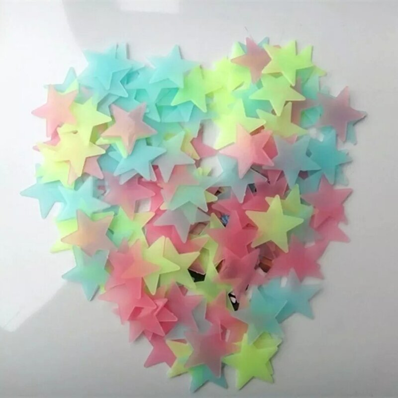Autocollant mural étoile lumineuse fluorescente 3D, 100 pièces/70 pièces, 3CM, pour chambre à coucher, plafond, maison, endroit sombre