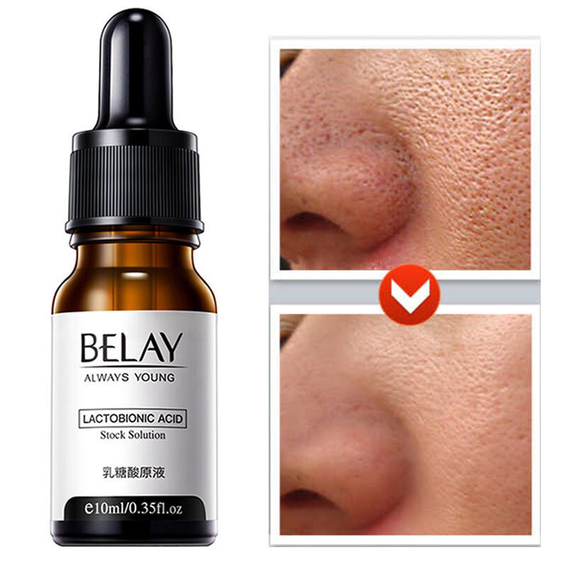 Belay-solução de ácido lactobiônico facial, soro facial instantâneo, zeropore, minimiza poros, perfeição, controle da oleosidade, clareamento da pele, anti-envelhecimento