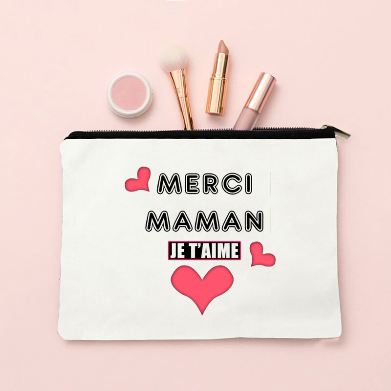 Best Mom estuche de cosméticos estampado francés para mujer, bolsas de maquillaje, bolsa de almacenamiento de lavado femenino, regalos para el día de la madre, artículos de tocador de viaje, Organizador