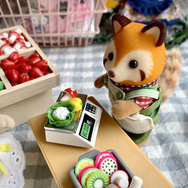 Mini casa de juegos de dulces, accesorios de escena de simulación, decoración de Panda, fruta y verdura, supermercado, rábano, Mango, Estrella