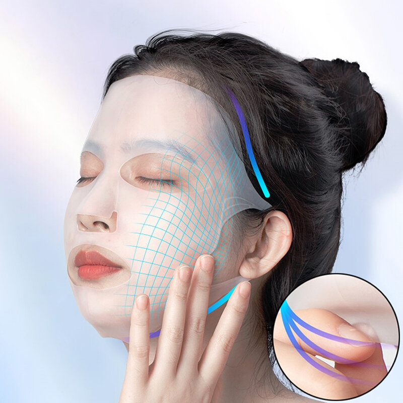 Máscara de cobertura completa para la cara, diseño 3D, máscara de elevación, Promueve la absorción, cuidado de la piel Facial de silicona, herramientas de cubierta reafirmante antiarrugas