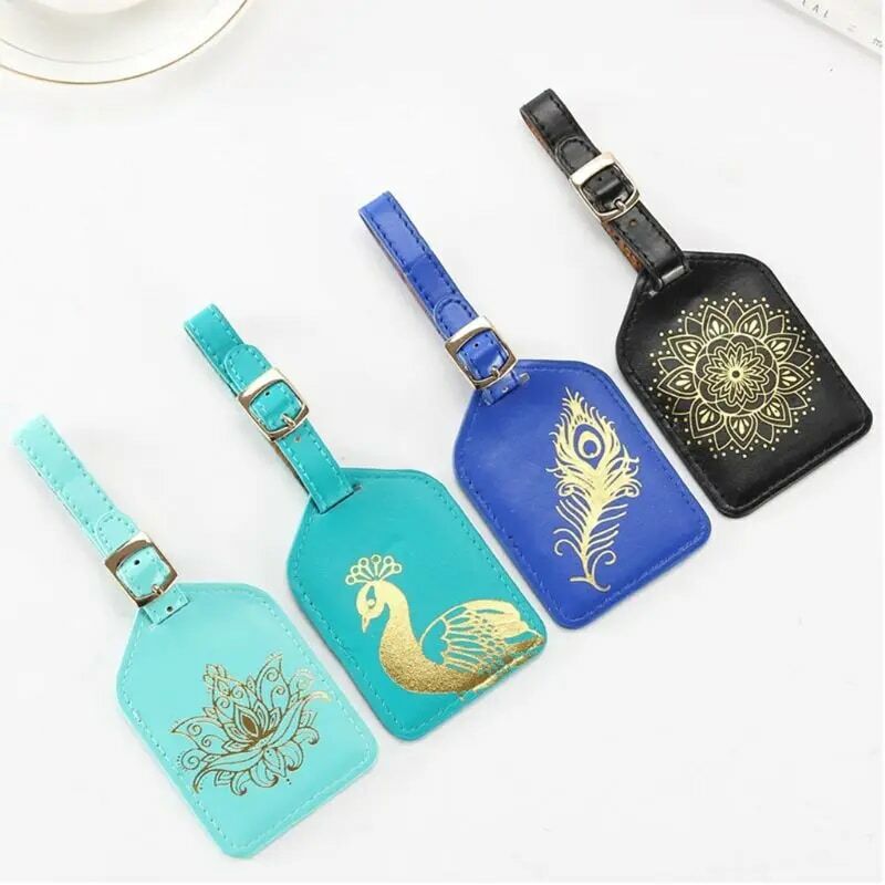 Travel Luggage Tags Gift PU Suitcase Tag with Strap