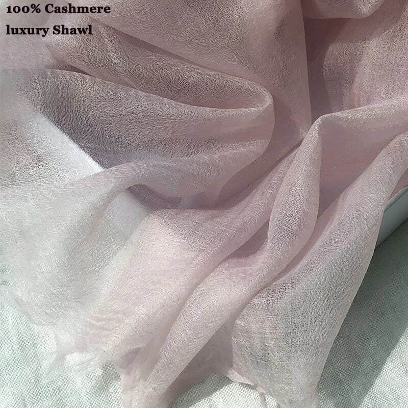 Bufanda de Cachemira para mujer, chal fino de marca de lujo, a la moda, larga y suave, para verano e invierno, 100%