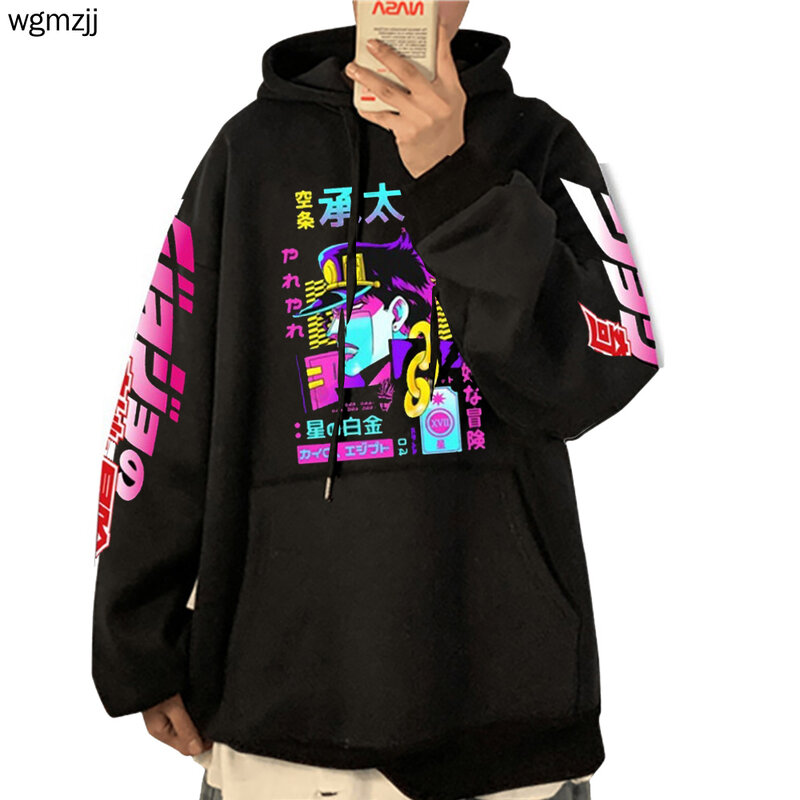 Anime JoJo's Bizarre Adventure Printed Hoodies Hip Hop Sweatshirts Long Sleeve Pullover Loose Print Streetwear for Men and Women