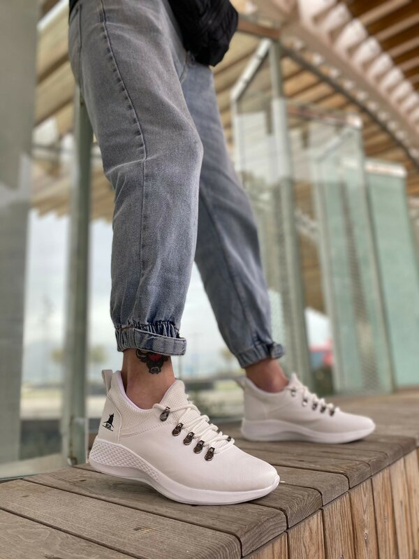 Мужские кроссовки на шнуровке BA0601, удобные повседневные белые кроссовки с высокой подошвой