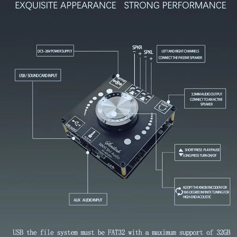 Placa de amplificador bluetooth alta potência 100wx2 usb aux ap100h classe d estéreo módulo amplificador áudio digital carro casa música alto-falante