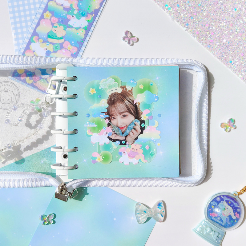 Cuaderno de hojas sueltas transparente para manualidades, libreta de PVC transparente, tarjeta de Collage de fotos, carpeta cuadrada de estrellas, papelería coreana