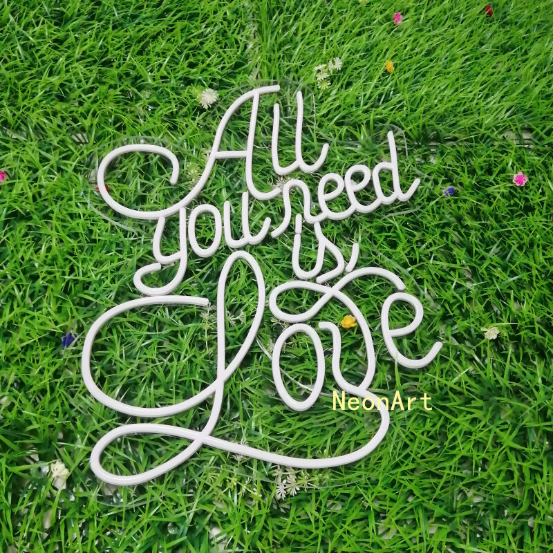 Logotipo personalizado All You Need is Love, acrílico transparente, plexiglás, cartel de neón, luz, carta, tablero, decoración de fondo para fiesta, cartel de boda