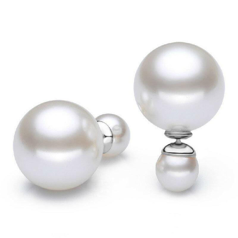 Blueench-pendientes de plata de ley 925 con perlas de doble cara para mujer, joyería glamurosa para fiesta y boda