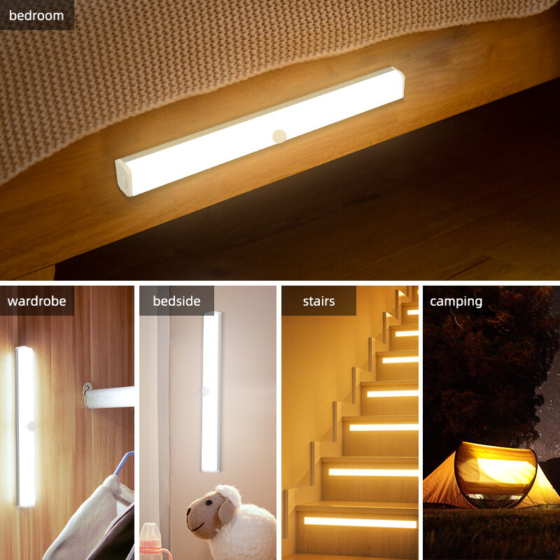 Светодиодсветильник лампа для шкафа, умный ночсветильник с датчиком движения для кухни, с USB-зарядкой, для спальни, домашсветильник освещение для декора, 20/30/50 см