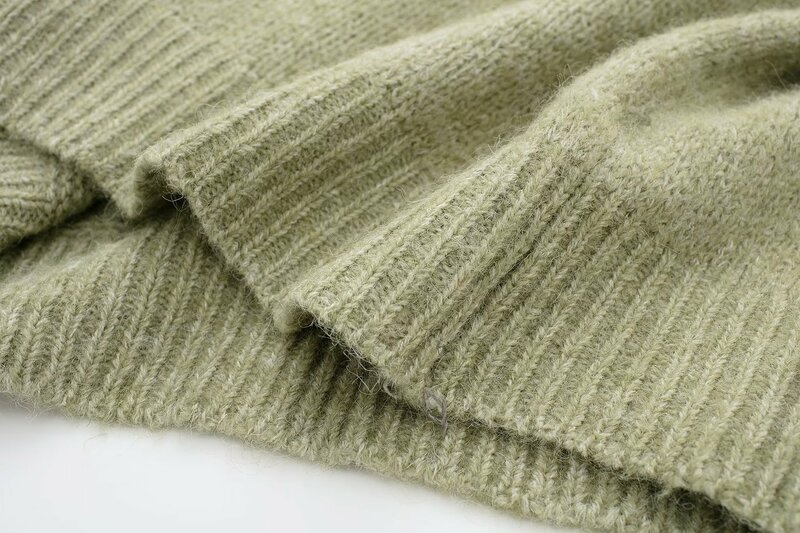 Suninbox wysokiej jakości jasnozielony długi sweter z rękawem swetry Casual laleczka kołnierz Kintted sweter kobiet jesień swetry