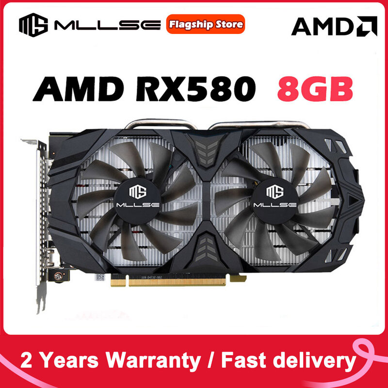 MLLSE กราฟิกการ์ด AMD RX580 8GB GDDR5 256Bit PCI Express 3.0 × 16 Radeon GPU คอมพิวเตอร์ DP * 3 HD * 1 Motherboard การ์ด