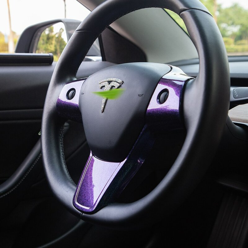 Funda de fibra de carbono para coche Tesla modelo 3 Y, accesorio decorativo para volante de coche, pegatinas de Marco embellecedor, nuevo