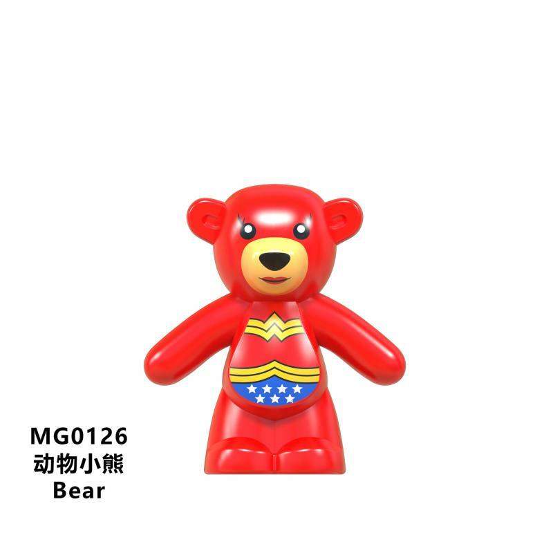 MG0117-0130หมีชุดประกอบอาคารบล็อกอุปกรณ์เสริมฉากสัตว์ของเล่นมินิบล็อกรูปของเล่นเครื่องประดับ
