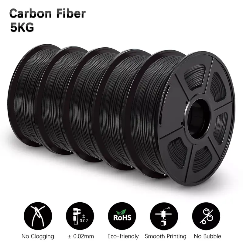 Neue Filament PLA Carbon Faser SCHWARZ 3D Drucker PETG PLA Marmor HOLZ Filament 1,75 MM 5KG High-Modulus material Refills DIY Geschenk