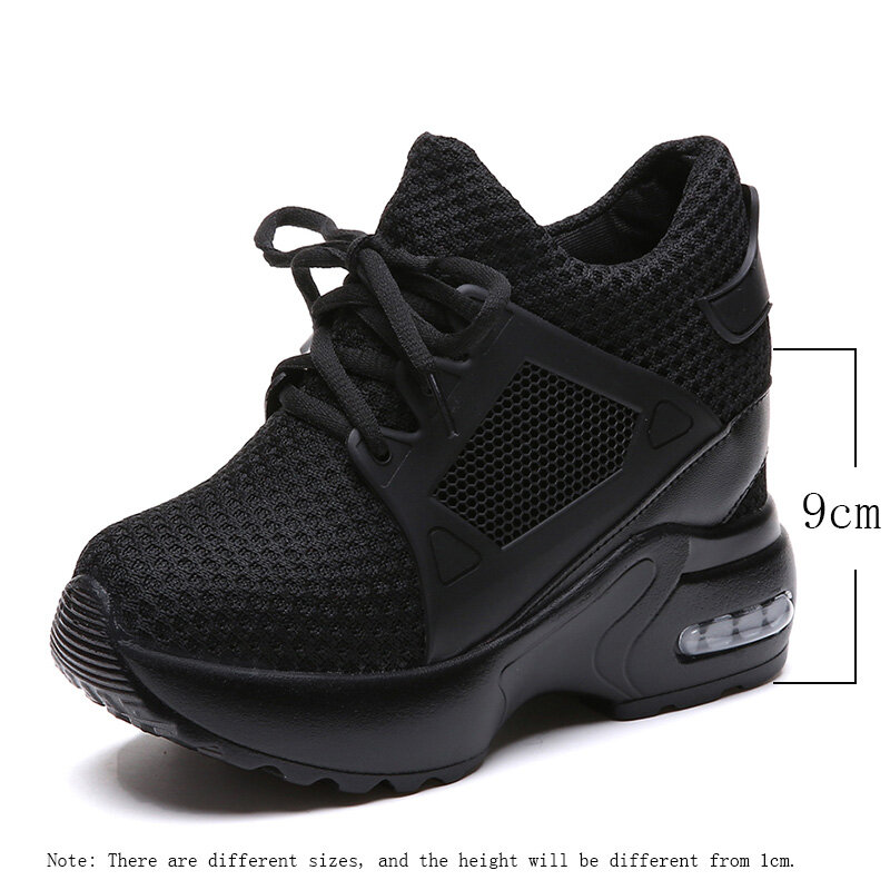 Women Platform Wedge Heels Casual Shoes Breathable Mesh High Heel Autumn Casual Shoes Height Increasing Woman Outdoor Shoes
