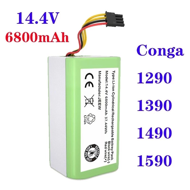 Batería de iones de litio para Cecotec Conga, 2022 v, 14,4 mAh, 6800, 1290, 1390, 1490, aspiradora Genio deluxe 1590, gutrend echo 370, novedad de 520