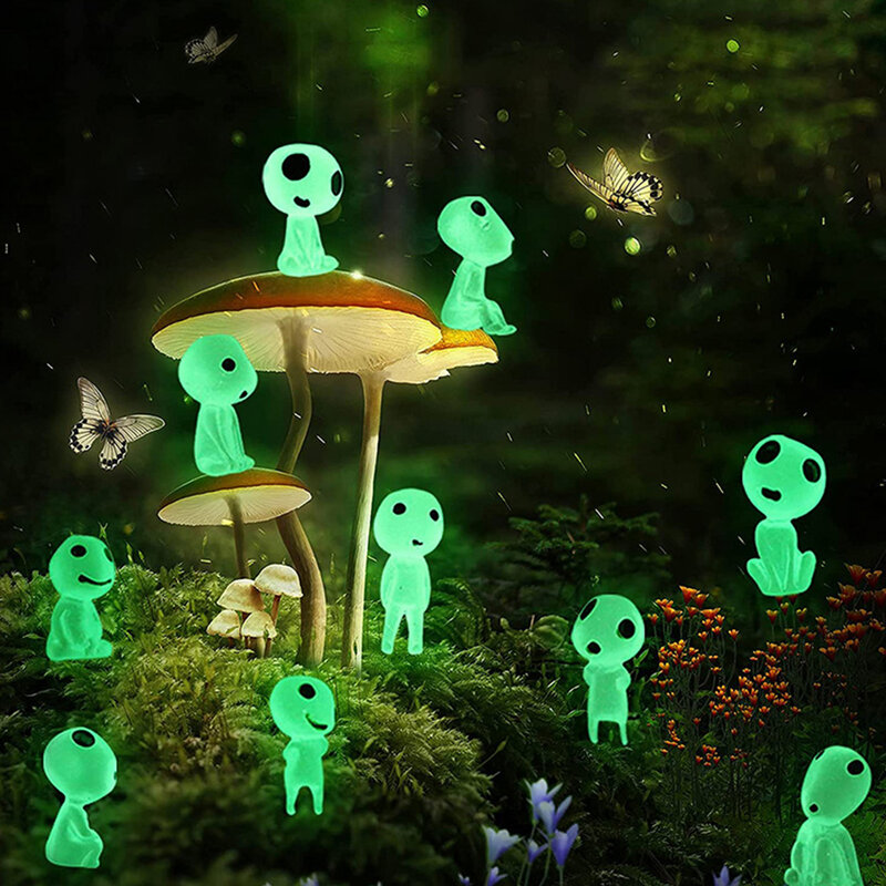 5/10 pz resina albero luminoso elfi spirito fluorescente incandescente paesaggio in miniatura piante in vaso fai da te decorare per la camera da letto del giardino