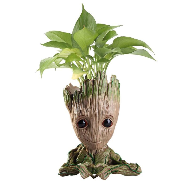 Baby Groot Flower doniczka posiadacze figurka drzewo człowiek zabawkowy Model dla dzieci obsadka do pióra wróżka doniczka ogrodowa rzemiosło