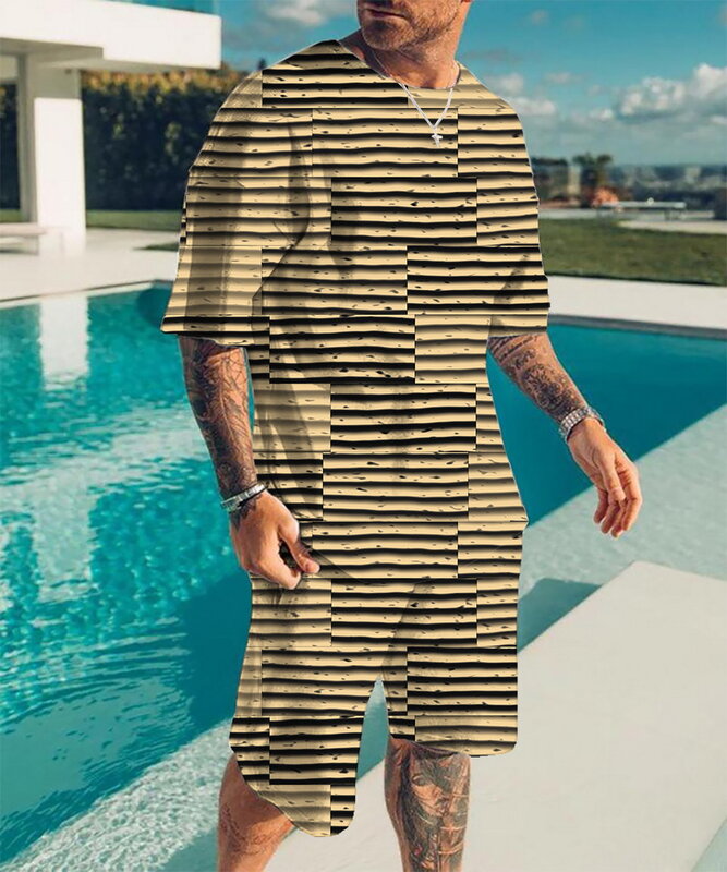 3D 프린트 티셔츠 반바지 운동복 남성용, 액티브웨어 오버사이즈 의류 여름 스트리트웨어 패션 의상