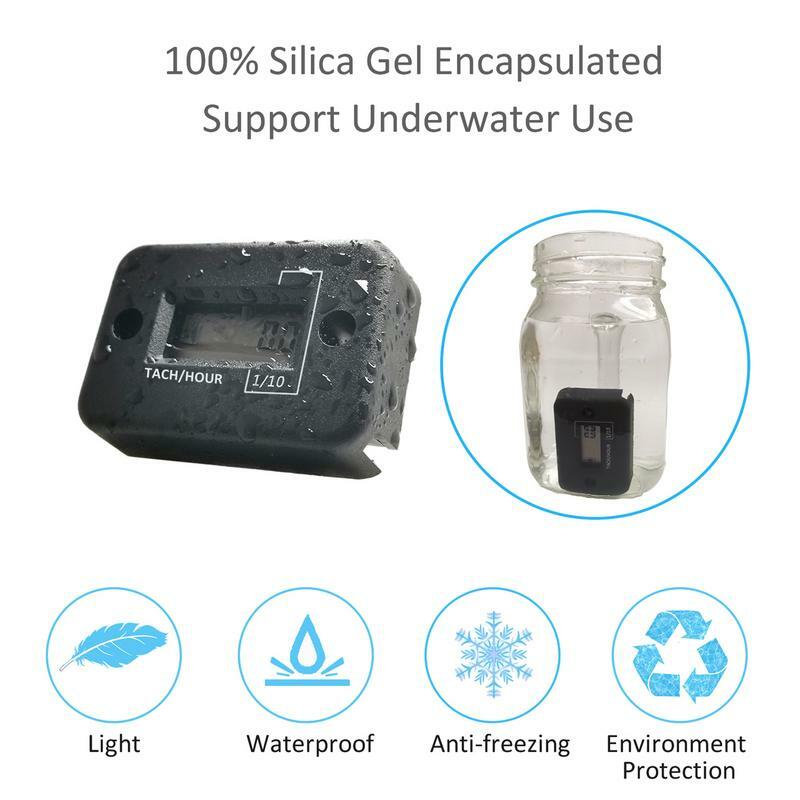 Tacómetro Digital resistente al agua, medidor de horas, tacómetro inductivo, 2 en 1, para motosierra