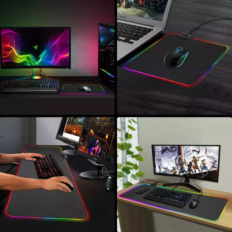 Podkładka pod mysz do gier RGB duża podkładka pod mysz Gamer XXL Led podkładka pod mysz komputerowa duża mysz z podświetleniem dywan na klawiaturę podkład na biurko