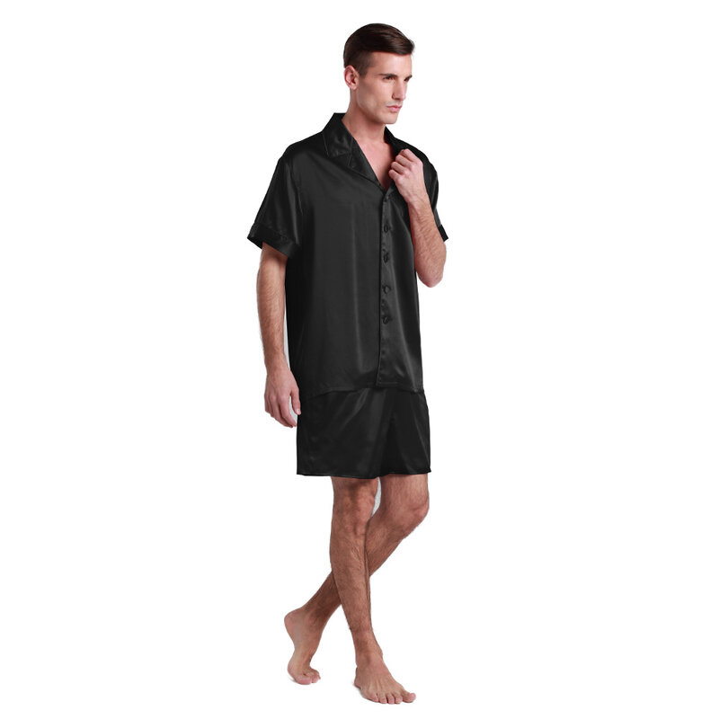100 Silk Pajama Set Men Sleepwear Short With Boxer 22 momme Luxury Natural Men's Clothing Free Shipping