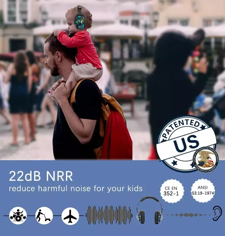 ZOHAN-orejeras de seguridad para niños, protectores auditivos con reducción de ruido, NRR 22dB