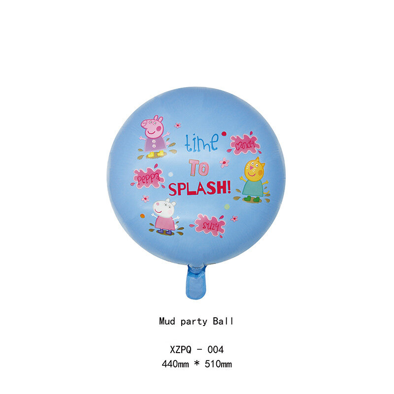 18นิ้ว Peppas Pig บอลลูนการ์ตูนหมู Alumunium Bulat ฟิล์มบอลลูนงานเลี้ยงวันเกิดตกแต่ง Inflatable ของเล่นบอลลูน