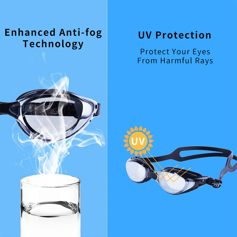Kacamata Renang Profesional Benar-benar Baru Kacamata Silikon Tahan Air Pria Wanita Plating Dapat Disesuaikan UV Antikabut Kacamata Dewasa