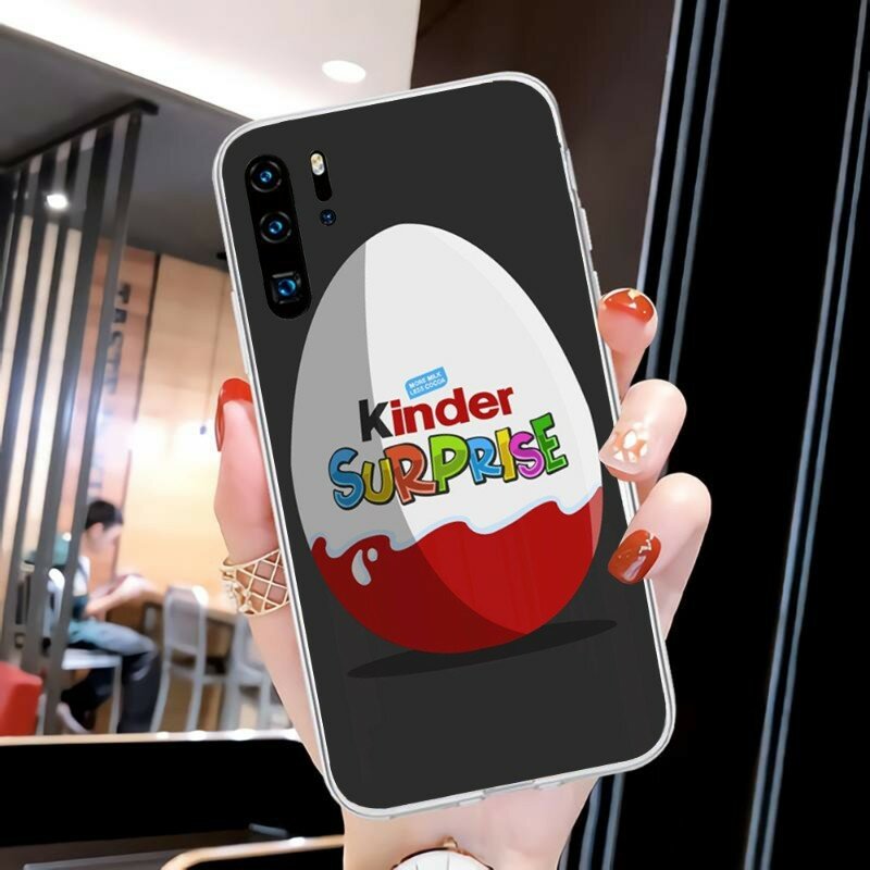 Coque transparente en chocolat Kinder Joy Surprise Egg pour Huawei, compatible modèles P50, P40, P30 Pro, Mate 40, 30 Pro, Nova 8, 8i, Y7P
