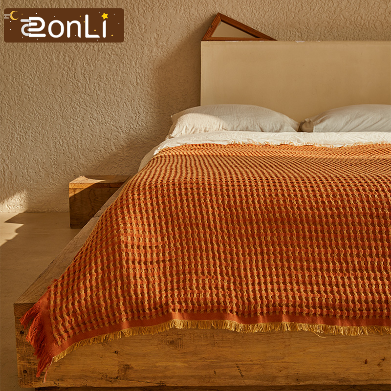 ZonLi ทอผ้าห่ม Nordic Soild สี Tapestry ผ้าคลุมเตียงเครื่องปรับอากาศผ้าห่มสำหรับเตียงโซฟาแบบพกพา Nap ผ้าห่มตก...